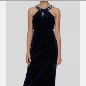 SLNY Imperial Blue Velvet Gown